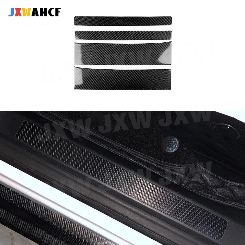 JXWANCF Carbon Fiber Car Door Sill Protective Sticker Anti Scratch Scuff Pedal Guards Covers For Tesla Model X 2015-2019