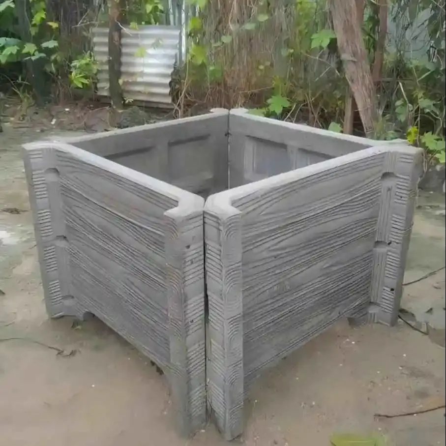 55*45CM Cement Flower Pot Mold, Imitation Wooden Flower Box, Thickened Mixed Dirt Model, Potted Cement Bonsai Mould