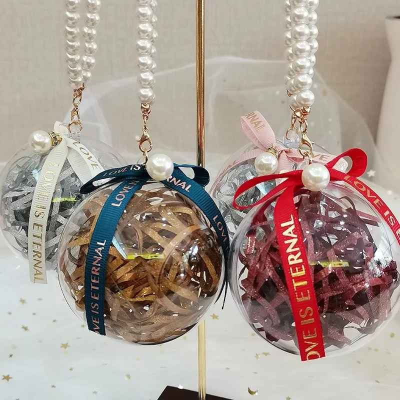 

20/30Pcs Round Crystal Ball Wedding Candy Gift Boxes with Pearl Handle Acrylic Plastic Packaging for Baby Shower Party Favors