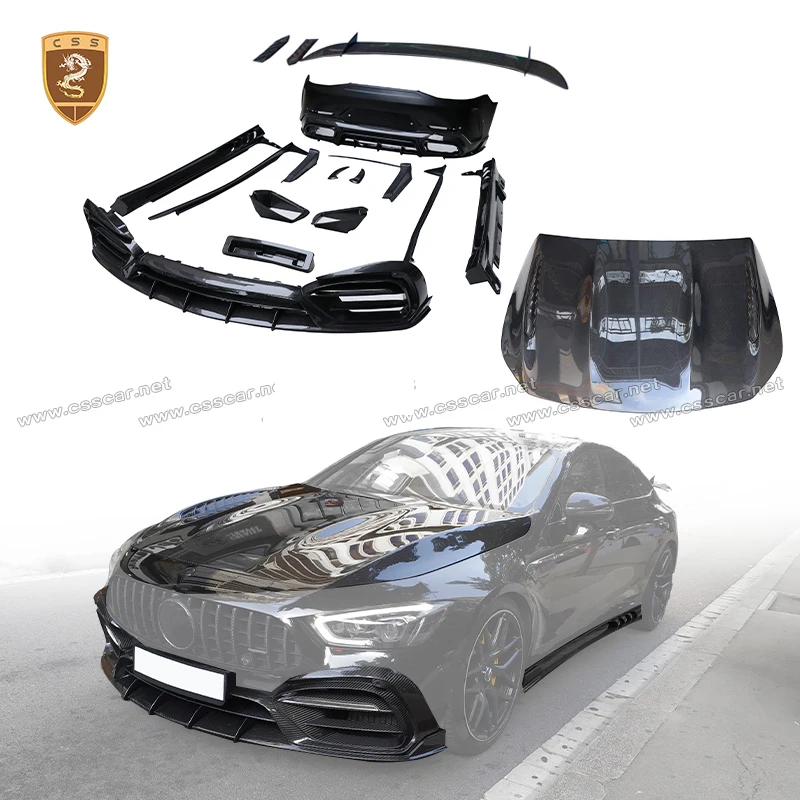 

Аксессуары из сухого карбона для Mercedes-Benz GT63 W290: капот, передний и задний бамперы, диффузор, боковые пороги в стиле Top Style