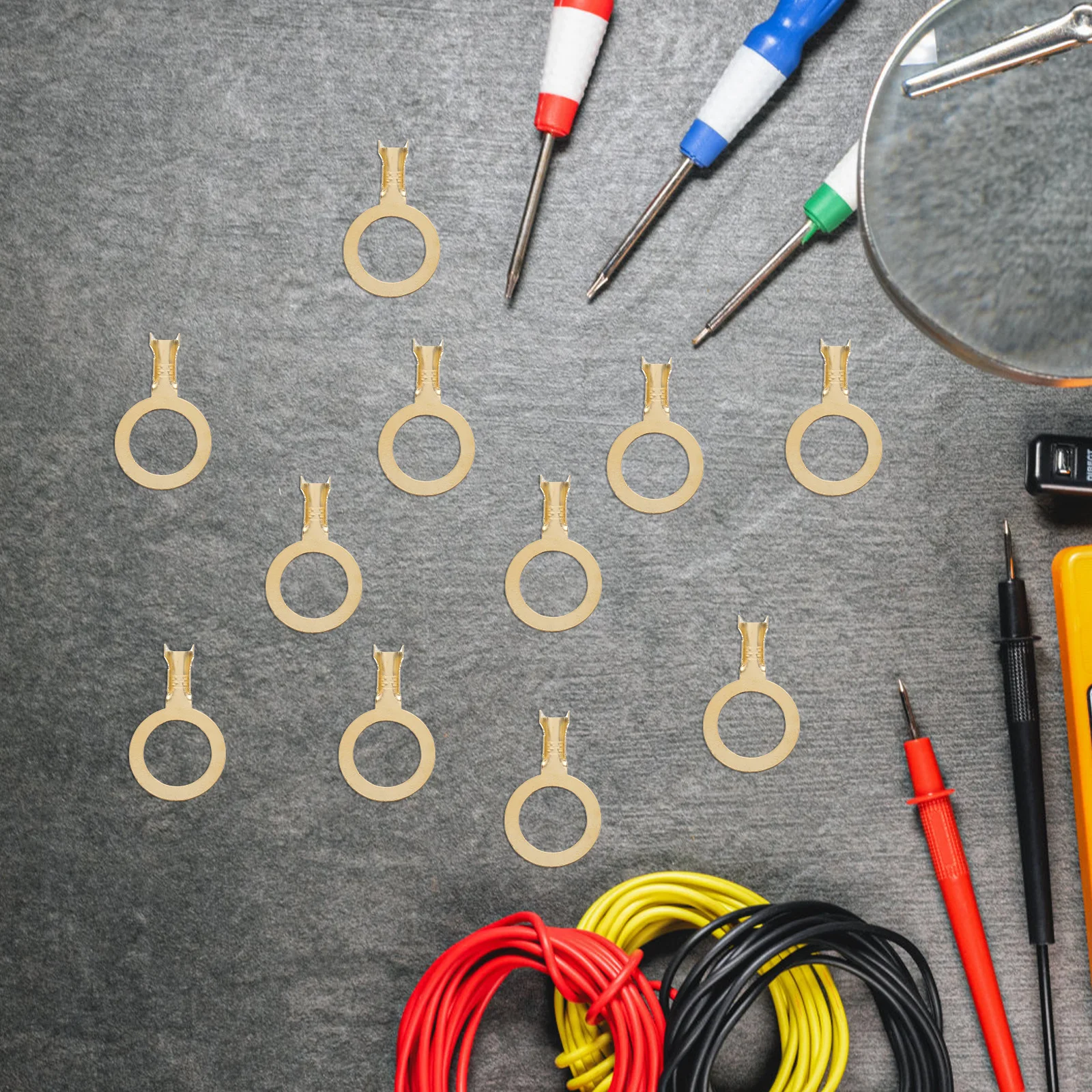 

100Pcs Copper Grounding Terminal Open O Type Wire Connectors Heavy Duty Electrical Cable Terminals for Automotive Marine