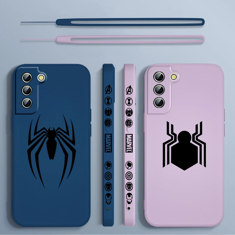 Marvel Spiderman venom Logo Phone Case For Samsung Galaxy S23 S22 S21 S20 Pro FE Note 20 Plus Ultra Liquid Left Rope Cover