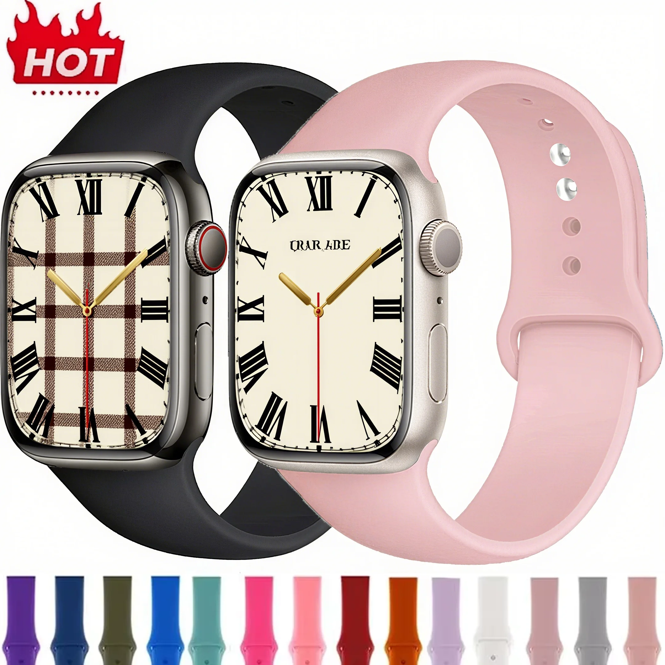 Armbänder für Apple Watch Band 49 mm 44 mm 45 mm 41 mm 40 mm 46 42 mm 38 mm Correa Silikonarmband Iwatch Serie 10 7 8 Se 3 6 9 Ultra 2