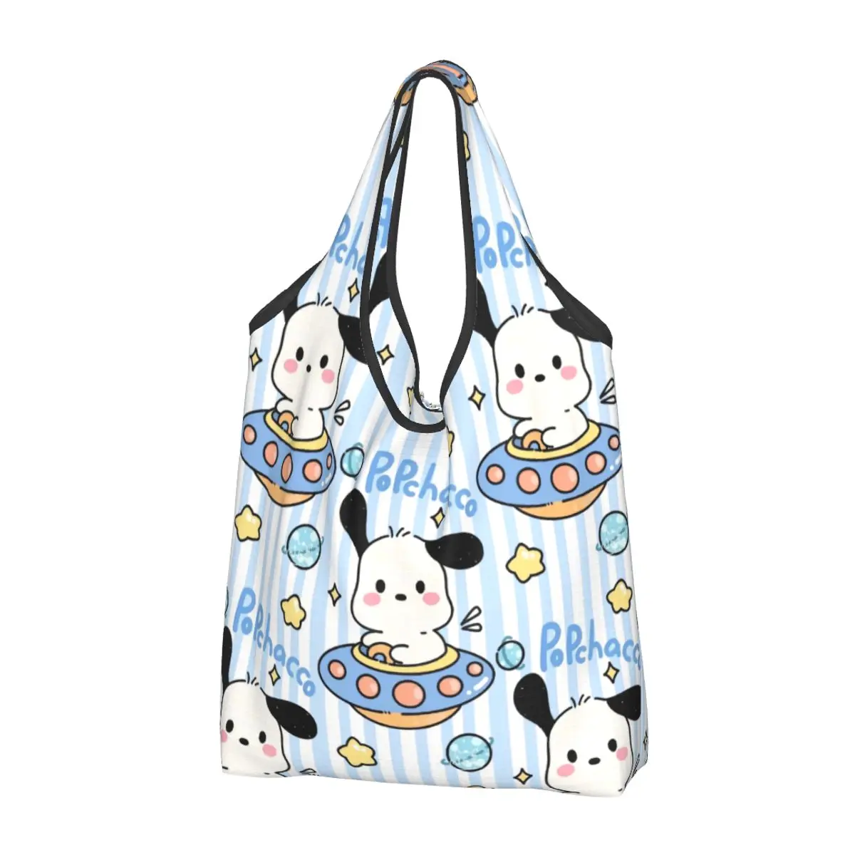 Custom Pochacco Sanrio Cartoon Groceries Tote Shopping Bags Women Fashion Shopper Shoulder Bag Big Capacity Handbag