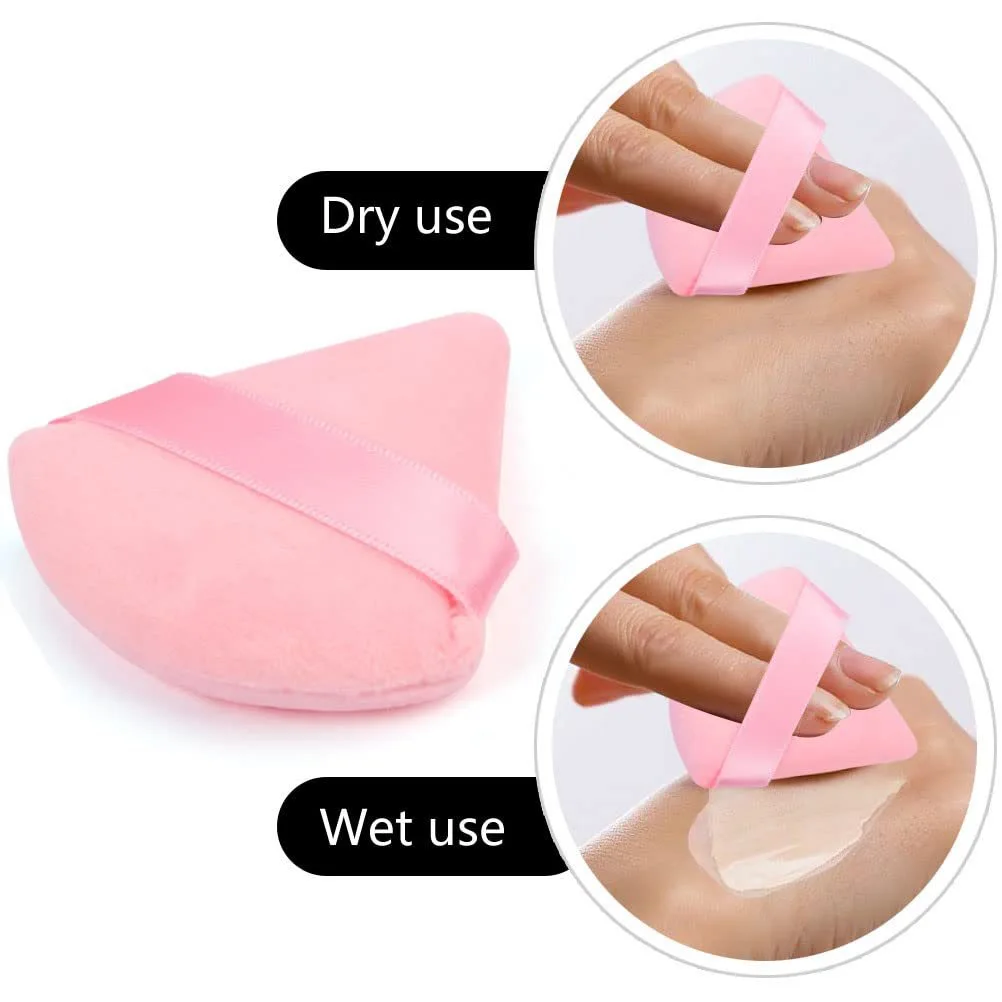 Pink Velvet Triangle Makeup Sponge - Dual Use for Foundation/Powder | Hypoallergenic Travel Essential