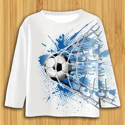 Children's Clothing Boys Tshirt Long Sleeve Stylish Soccer Printed Kids Spring Fall Clothes Casual Round Neck Girl Clothes Tops
