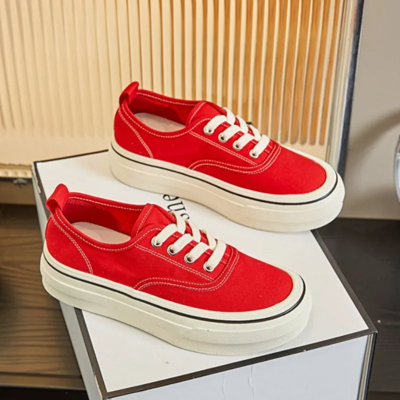 

New Women Shoes Fashion Classic Canvas Casual Shoes for Woman Comfort Ventilate Lace Chunky Sneaker Designer Shoes Zapatos Mujer