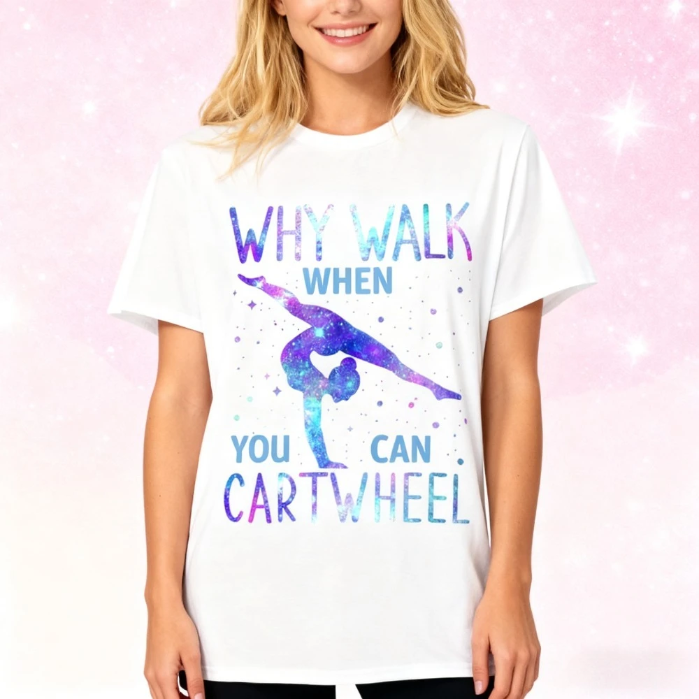 

Tumbling Gymnastics Gift Cool Cartwheel Gymnast Unisex T-Shirt Colorful Printed Design Shirt Dance Athlete Tee Women Cotton Tops