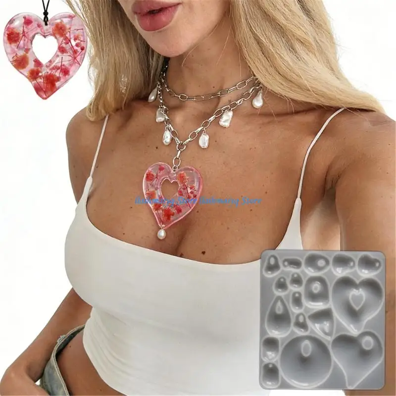 573B 3D Heart Pendant Mold Suitable For Resin And Clay Projects Jewelry Making Tool