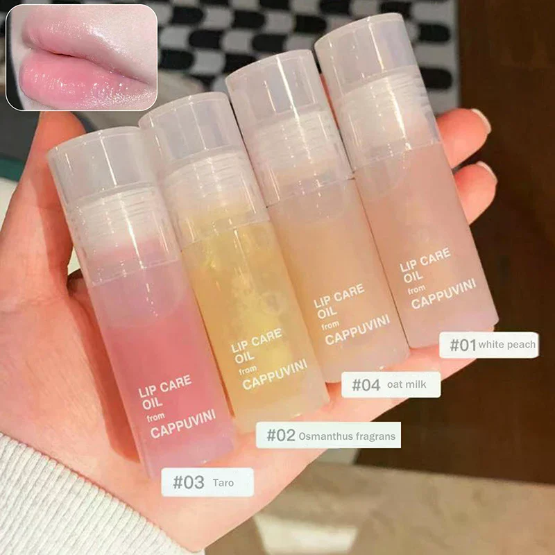 Cappuvini Transparentes Lippenöl, Glas-Lipgloss-Duft, nicht klebrig, spendet Feuchtigkeit, Lippentönung, Lip Plumper, Lippenpflege, Serum, Primer-Pinsel
