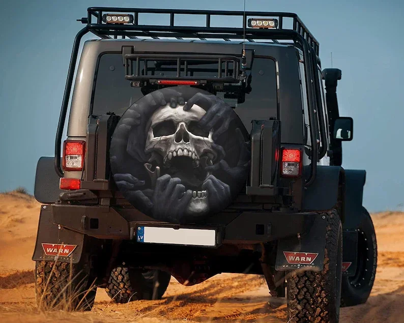 Skull Spare Tire Cover, Sugar Skull Lover Spare Tire Cover For , Car Accessories, Funny  gifts, Backup Camera or Not - G