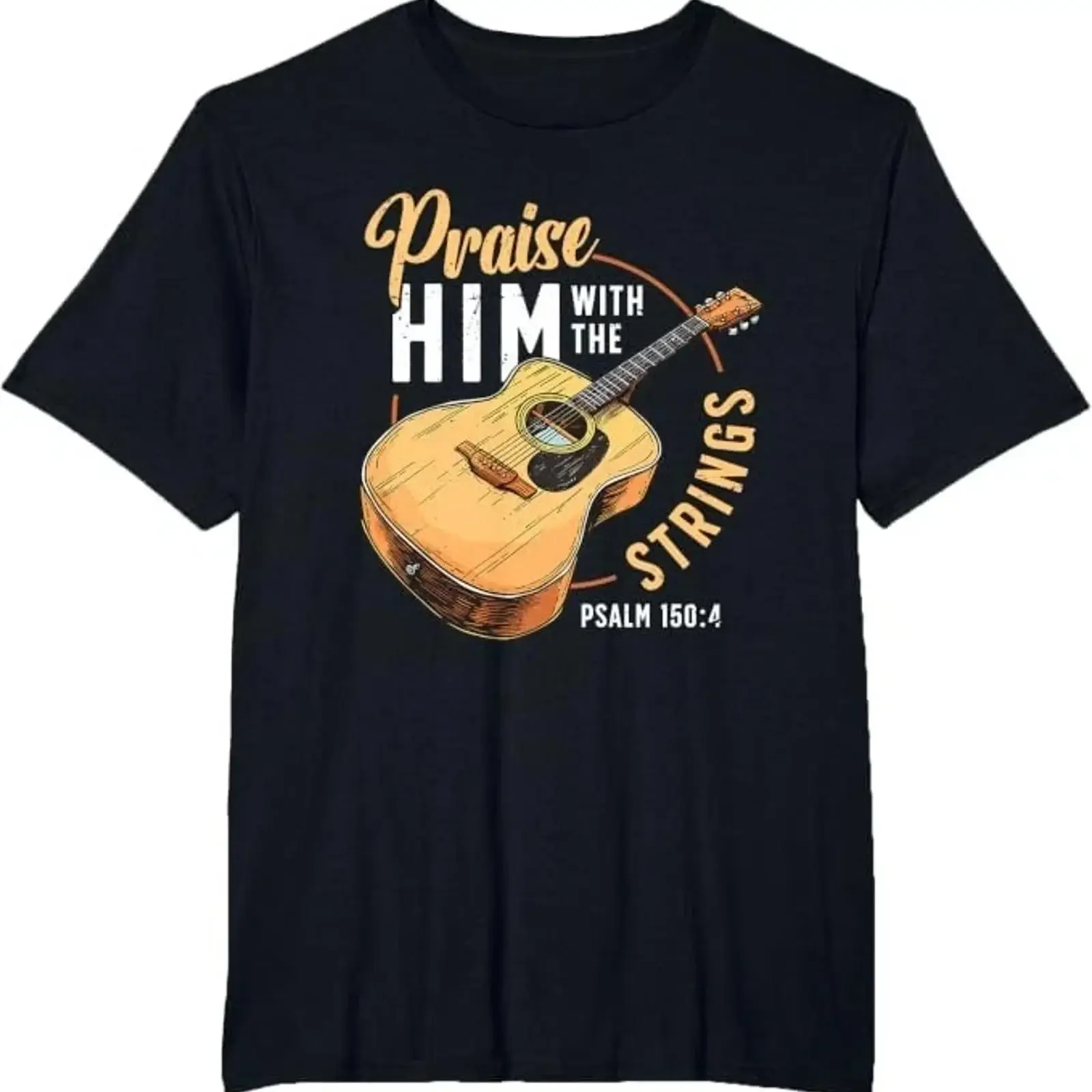 Christian T Shirt Praise Him with the Strings Bible Psalm 150 4 vintage Washed Comfortable streetwear graphic Unisex Stretched