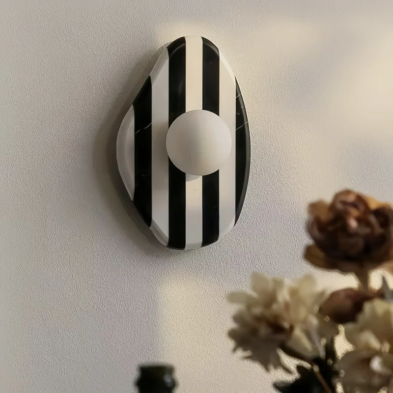 Modern Irregular Striped Natural Stone Base Wall Lamps White Glass Lampshade Living Room Bedroom Study Bathroom Balcony Sconces