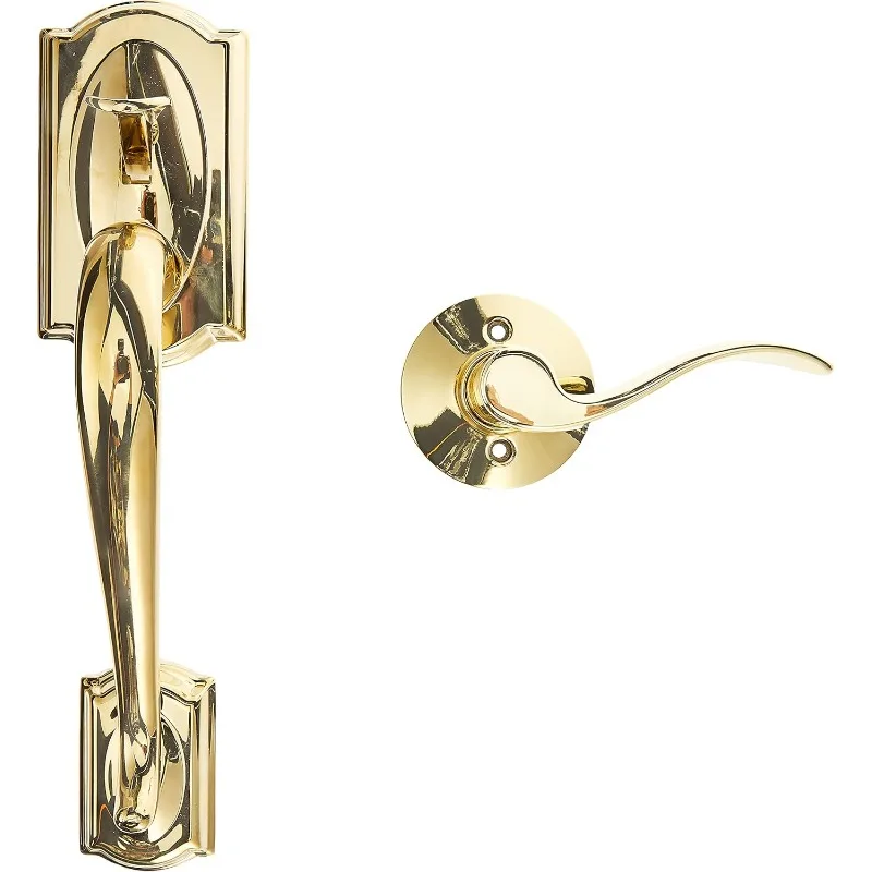 ZZZ FE285 CAM 505 ACC 605 LH Camelot Front-Eingangsgriff-Set mit linkshändigem Akzenthebel, unterer halber Griff, helles Messing