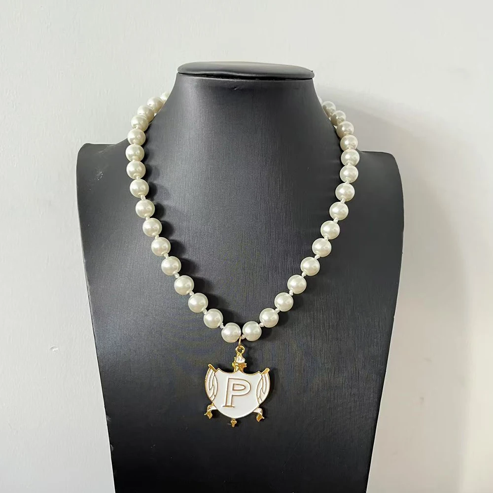 10MM الزجاج عقد من اللؤلؤ تصميم جميل مخصص PHILO اليونانية رسالة درع سحر هدية