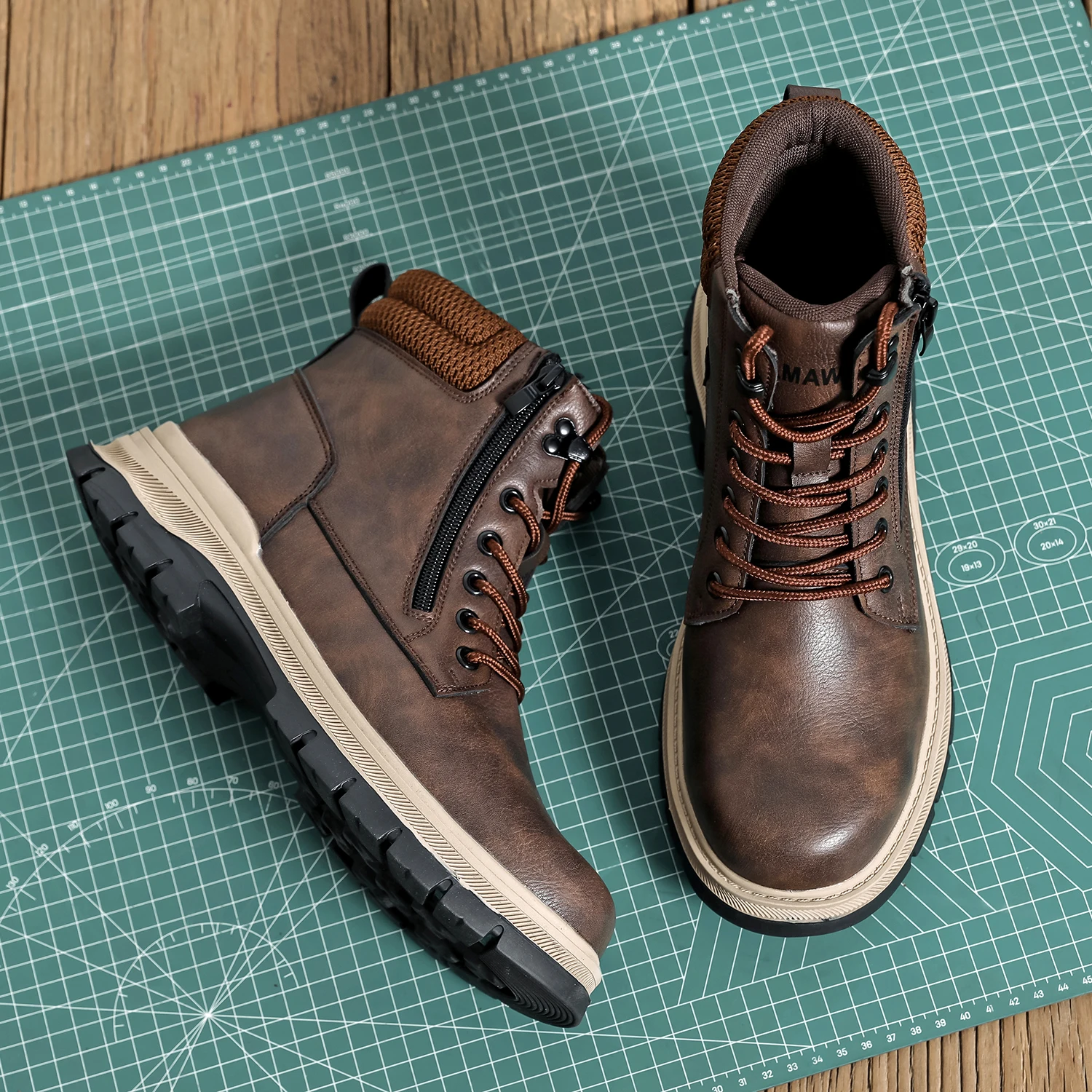 Sicherheitsstiefel Braun Wasserdicht Herren Stahlkappenschuhe Arbeit Anti-Drop Anti-Piercing Starke langlebige Schutzschuhe Unzerstörbar – Detail 3