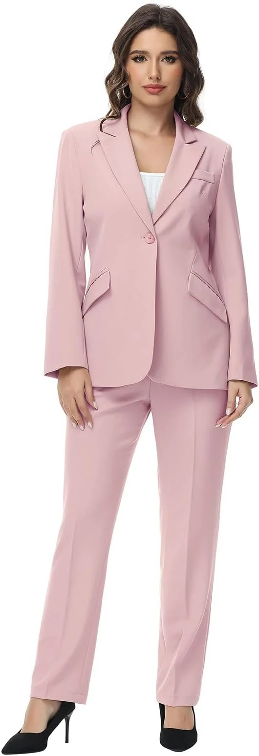 Tesco بدلة نسائية مخصصة مكونة من قطعتين مجموعة زر واحد للسيدات الأعمال الرسمية الذروة التلبيب السترة والسراويل لسيدة المكتب