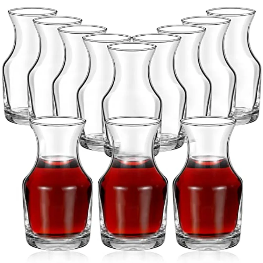 

Pack Single Serving Wine Carafe Glass Small Mini Carafe Individual Wine Refill Decanter for Dinner Parties Tastings Bars Restau
