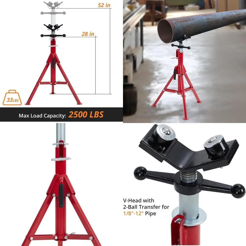 

Регулируемая опора для труб с V-образной головкой и двумя шаровыми подпятниками, регулируемая высота 28-52 дюйма, грузоподъемность 1/8-12, выдерживающая нагрузку до 2500 фунтов, из высокопрочной углеродистой стали, портативная