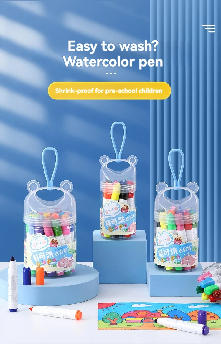 Waschbare Marker, Aquarellstift für Kinder, 12–24 Farben, waschbare Marker-Set, Farbmarker, Großpackung für Schulklassenzimmerbedarf – Detail 1
