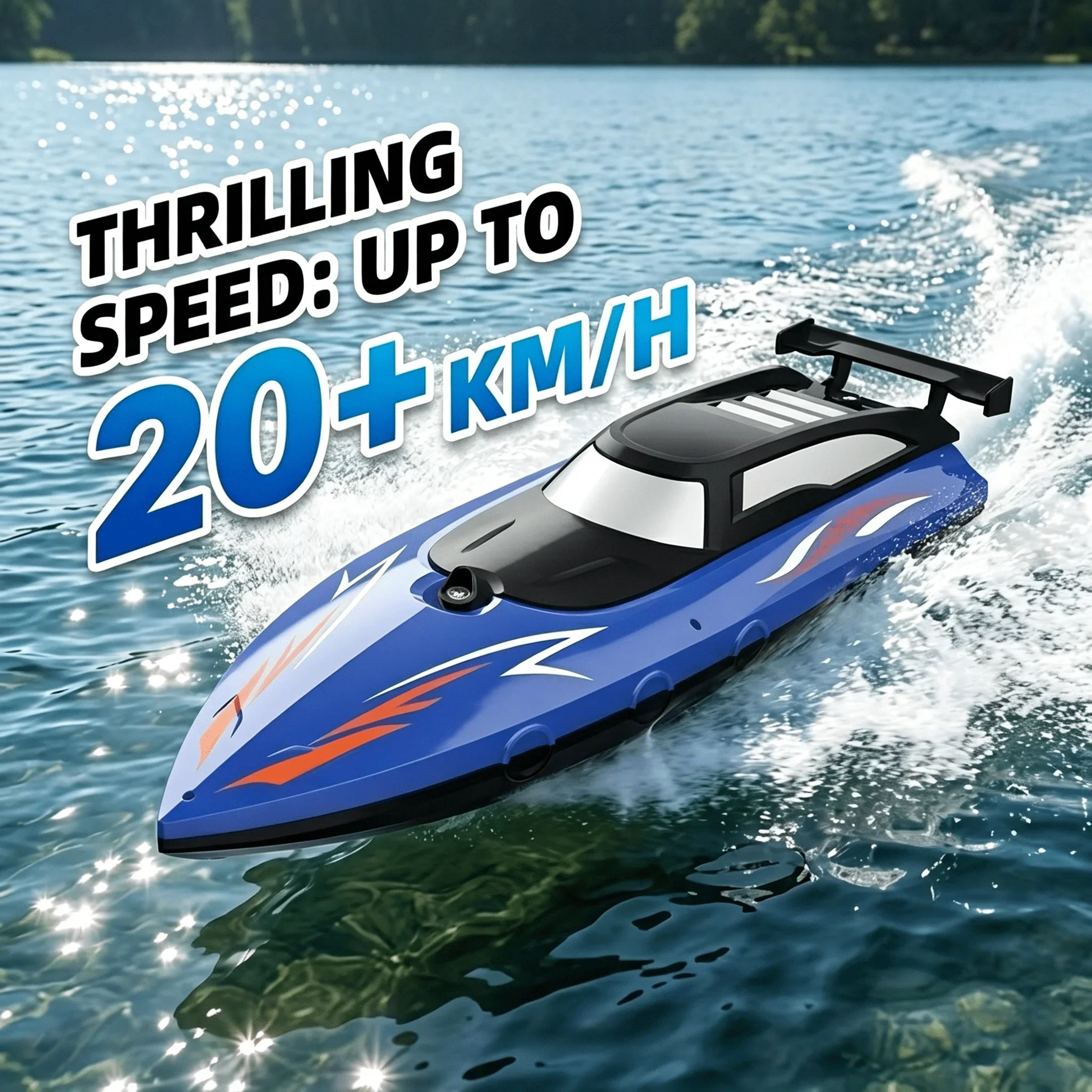 2PCS RC Speed Boat Toy 20KM/H High Speed Remote Control Boat 2.4GHz Racing Watercraft for Pool Lake Beach Kids Boys Adults Gifts