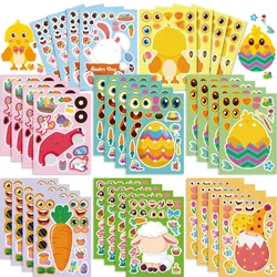 Easter Crafts Stickers for Kids Toddlers DIY Bunny Chick Egg Face Make Your Own Easter Stickers Children Activities Party Toys