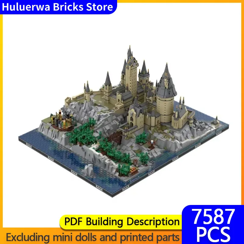 Modelo de película mágica, ladrillos de construcción MOC, Castillo costero Medieval, tecnología Modular, regalos, vacaciones, montar, juguetes para niños, traje