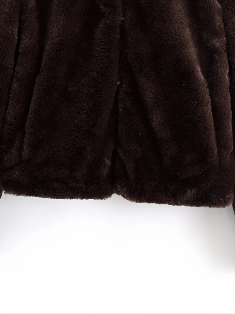 유럽 스타일의 새로운 여성 패션, 다재다능하고 우아하며 심플한 단색 라펠 긴소매 인조 모피 코트