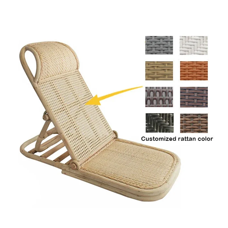 Bali Outdoor Lightweight Folding, Handmade Natural Rattan Woven Backrest Recliner Swimming Pool Sun Bed Beach Lounger Chairs