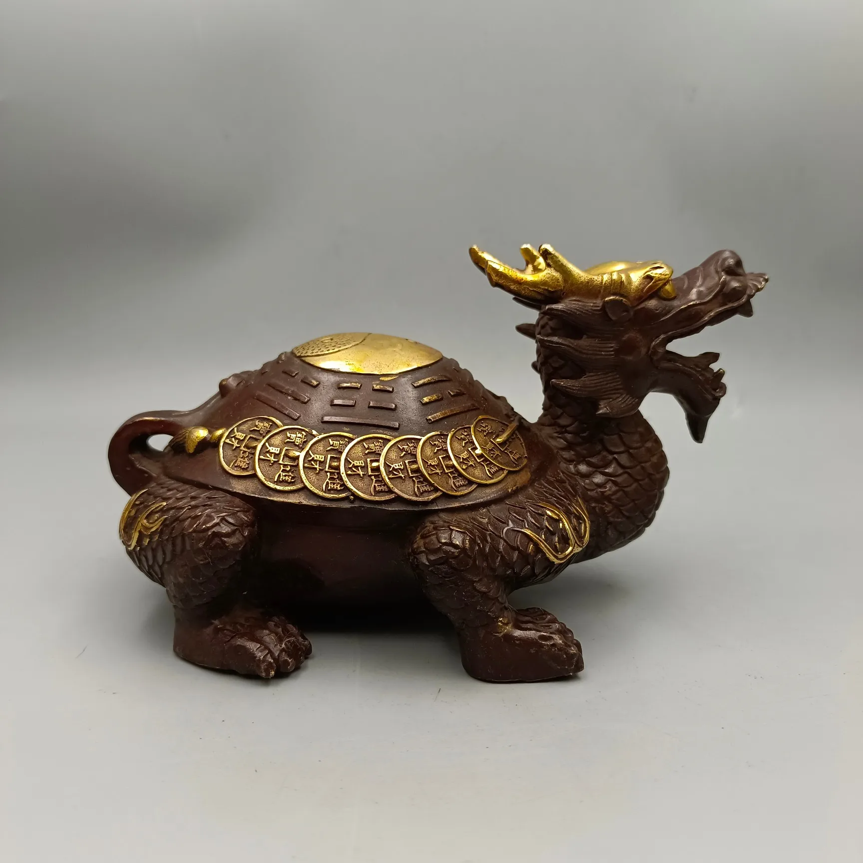 Classic Home Crafts Pure Copper gold-plated Dragon Turtle Ornaments With Exquisite Workmanship and Beautiful Appearance