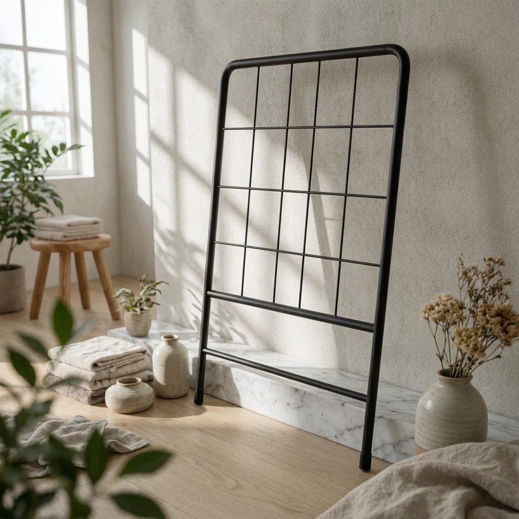 Coat Rack with Grid Panel Compact Freestanding Coat Rack Long-Lasting Open for Entryway, Bedroom