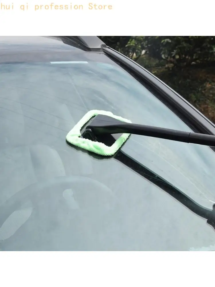 Windshield Cleaner, Car Windshield Cleaning Tool Inside Reusable and Washable Microfiber Cloth Foldable Handle H8WE