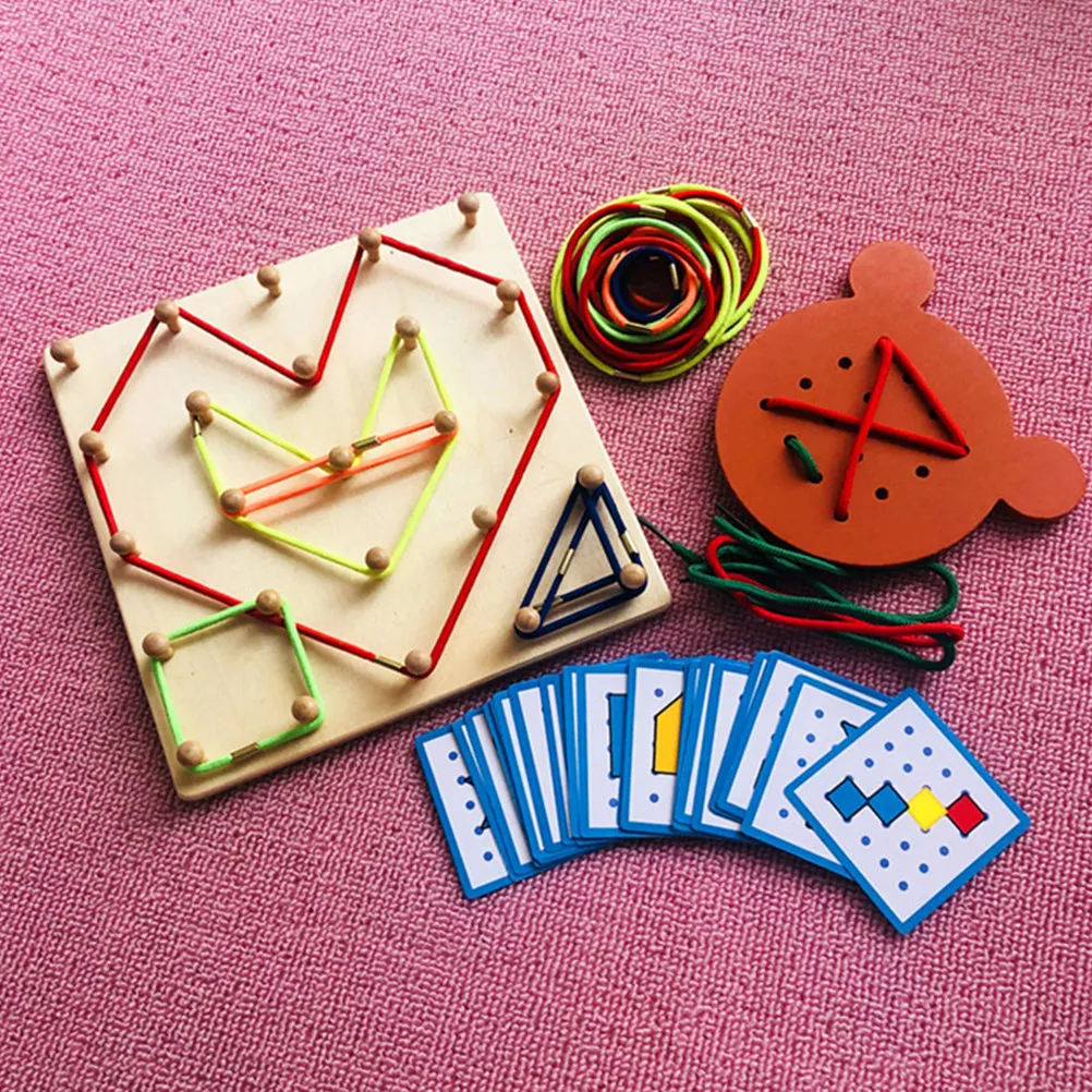 1Set Wooden Nail Board Geoboard Math Learning Tool for Kids Ages 4-12 Spatial Awareness Geometry Practice Counting Area