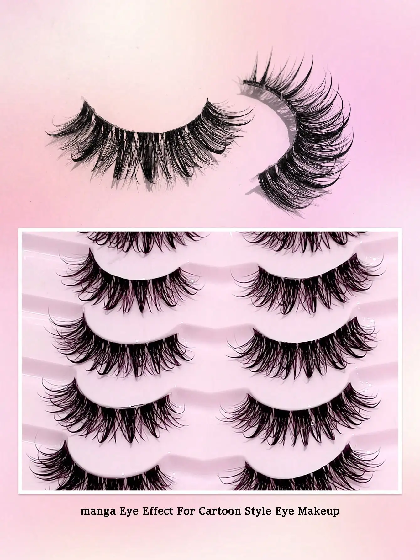 10 Pares de Cílios Postiços Manga Wispy com Efeito Molhado Natural, Estilo Y2K, 3D, Longos e Volumosos, Estilo Olho de Gato, Extensões de Cílios Naturais e Dramáticas