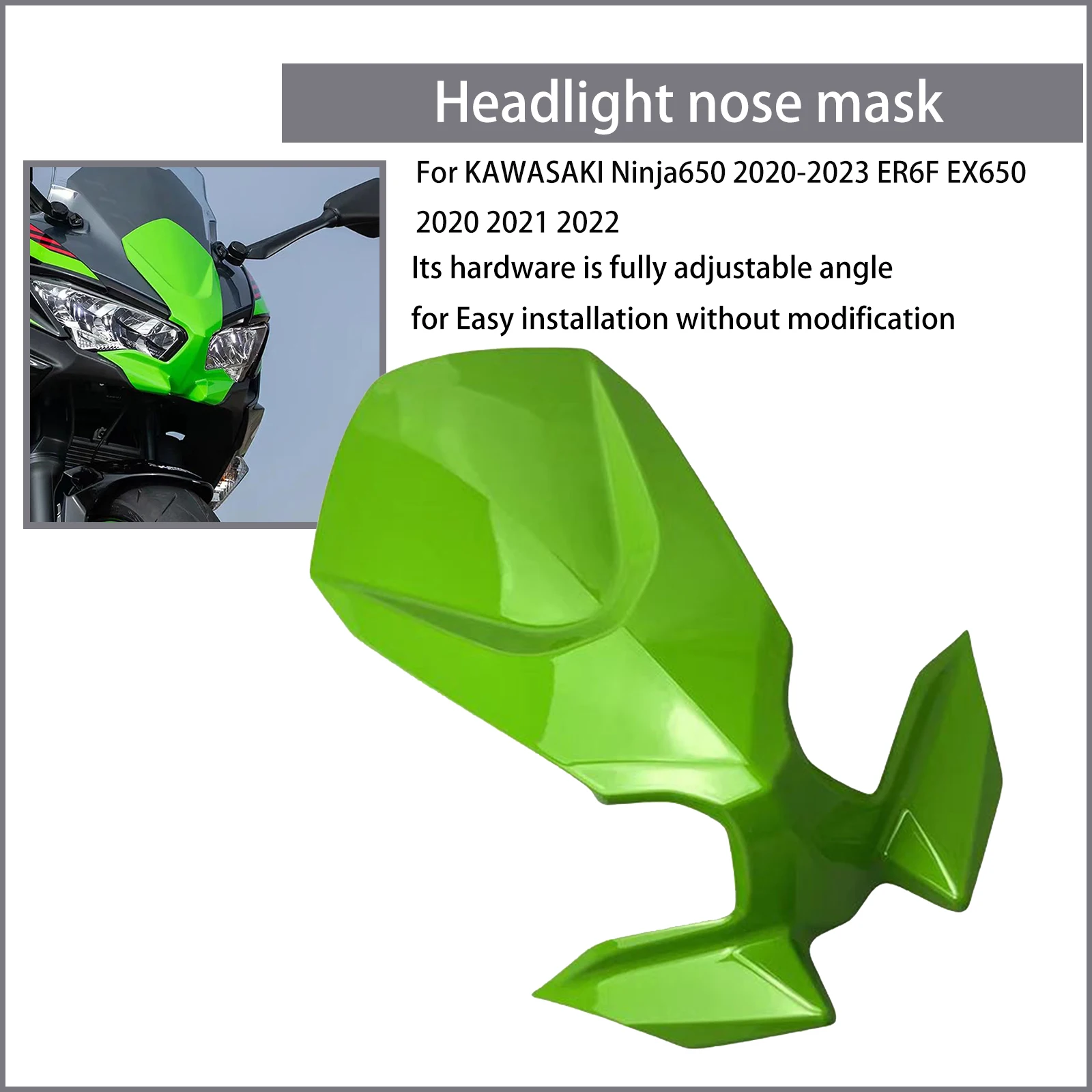 

﻿ For KAWASAKI Ninja650 2020-2023 ER6F EX650 2020-2022 Motorcycle Front Upper Fairing Headlight Cowl Nose Head Cover