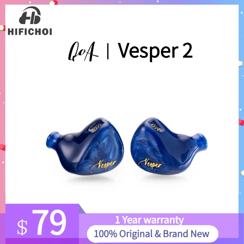 QoA Vesper 2 1DD + 1BA IEMs داخل الأذن السلكية HiFi سماعة DJ الموسيقى الرياضة الهجين سائق رصد سماعة 3.5 مللي متر 2Pin كابل مع 0.78 مللي متر