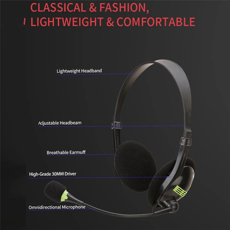 USB Computer Headset Business Operator Special Headset Wired Headset In-Line Control Headset With Typec Adapter, Durable