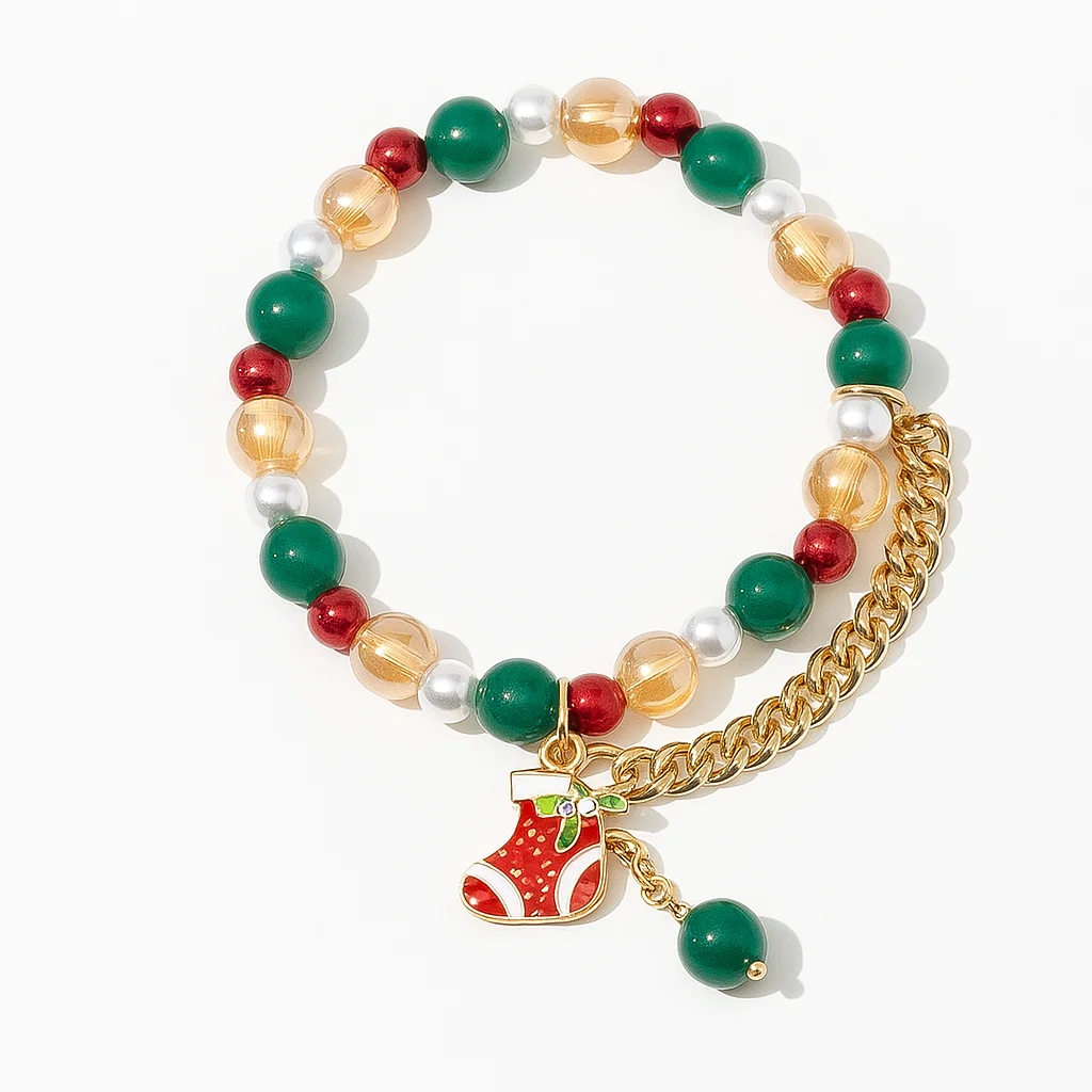 سوار ساحر مطرز لعيد الميلاد للنساء، هدية مجوهرات على شكل شجرة سانتا ندفة الثلج، 18 أنماط، أزياء احتفالية بهيجة