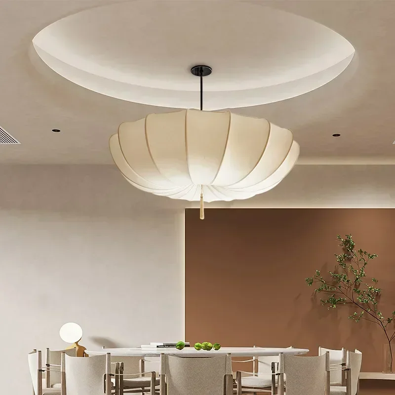 

Fabric Chandelier Cream Umbrella Pendant Lamp For Living Room Dining Room Hotel Wabi Sabi Pendant Light HOME DECOR