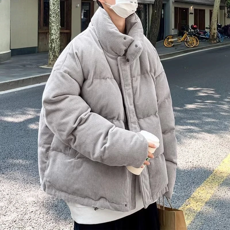 Hong Kong style street loose and versatile autumn and winter corduroy cotton coat, warm, simple and casual,  couple style jacket