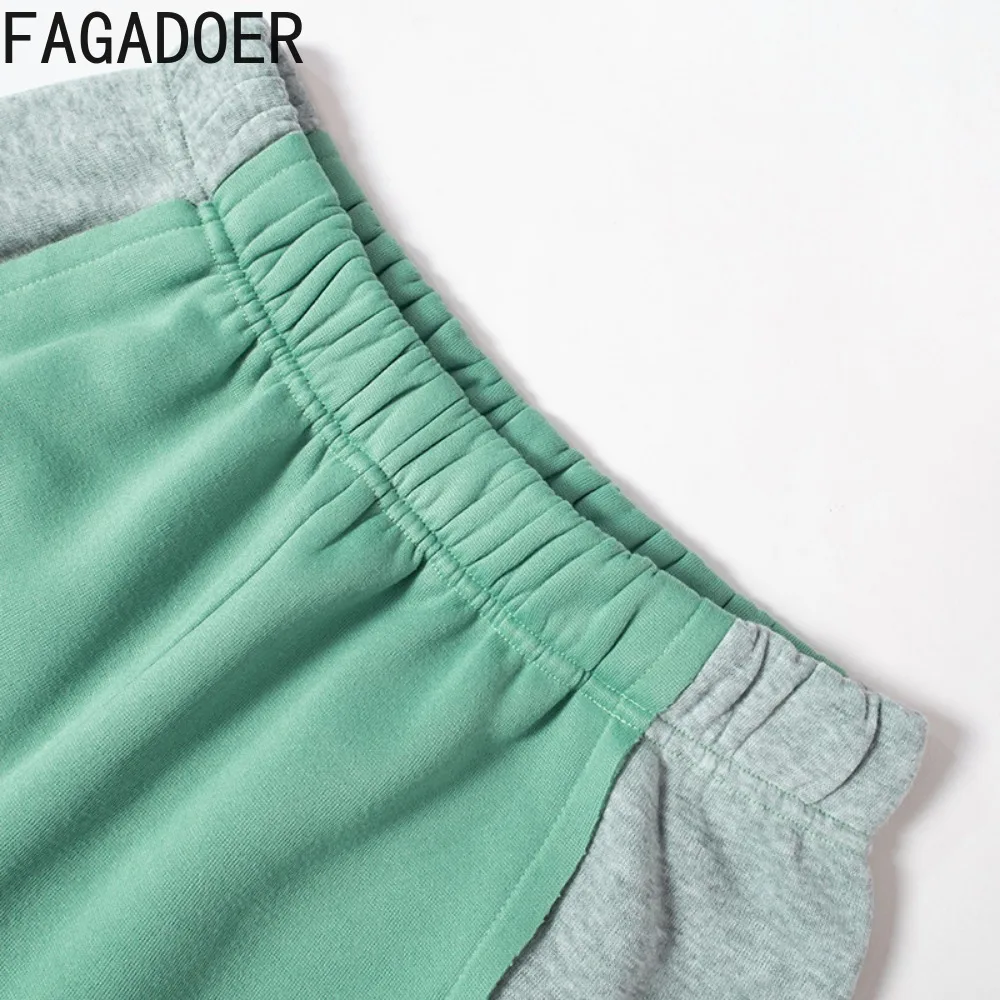 Fagadoer Autumn New Tracksuits Women Sport Casual Pants 2 Piece Sets Outfits Y2k Streetwear Crop Top + Wide Leg Sweatpants Baggy