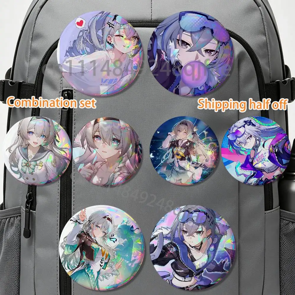 Firefly Silver Wolf  Honkai Star Rail 2 piece set Pins Creativity Printed Pictures Text Metal Lapel Badges Brooches Jewelry Gift