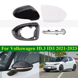 CAPQX For VW Volkswagen ID 3 ID3 2021-2023 Rearview Mirror Frame Lid Mirror Shell Cover Mirror Glass Lens Turn Signal Light