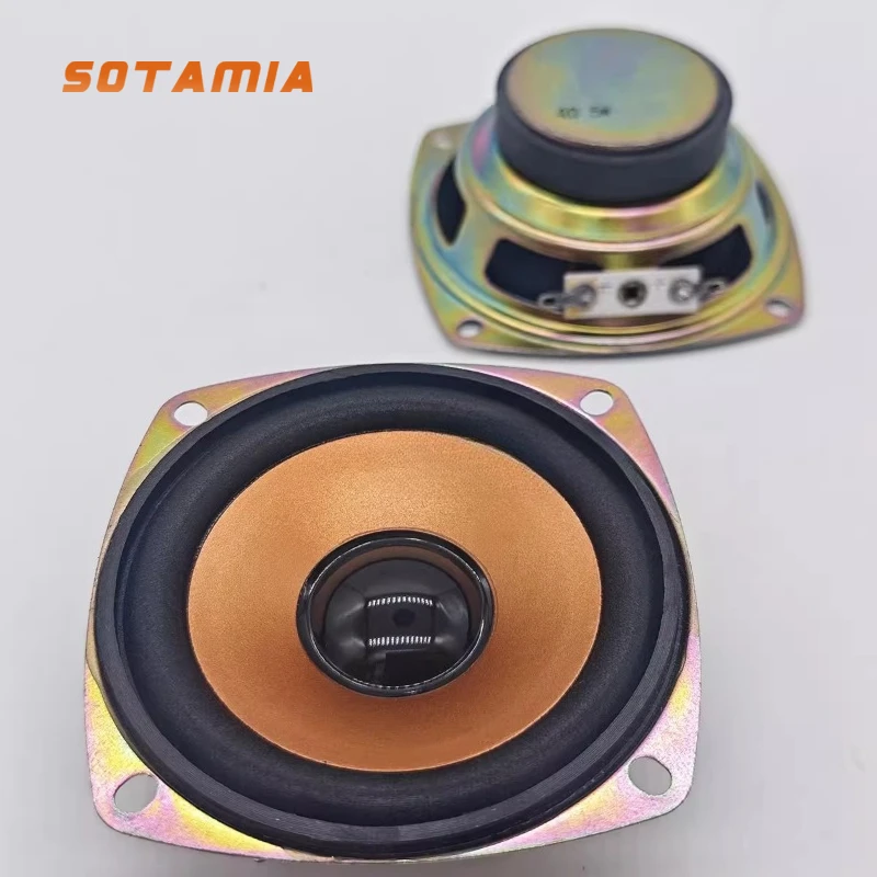 

SOTAMIA 2 шт. 3-дюймовые квадратные широкополосные динамики 4 Ом 5 Вт, оранжевый диффузор, внешний магнит, диаметр 78 мм, для домашнего кинотеатра