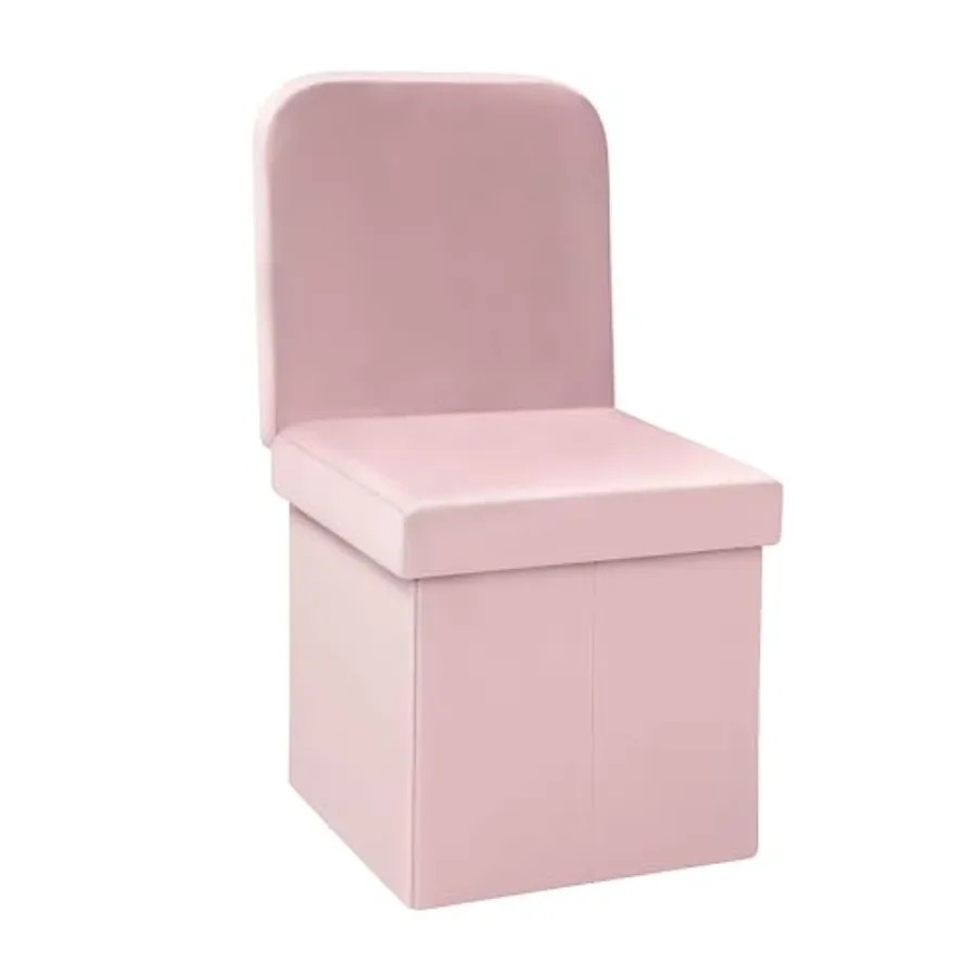 

Velvet Storage Ottoman with Seat Back, Folding Storage Chair for Living Room, Space-Saving Room Organizer Cubes, Toy Chest Stor