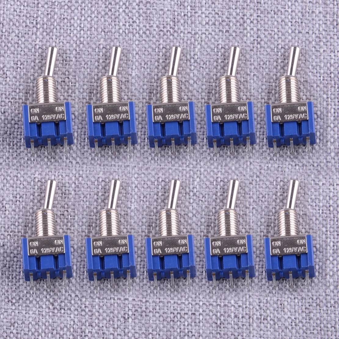 10Pcs SPDT Mini Toggle Switch 3 Pin 2 Position ON/ON Fit for Boat Guitar Car New High Quality