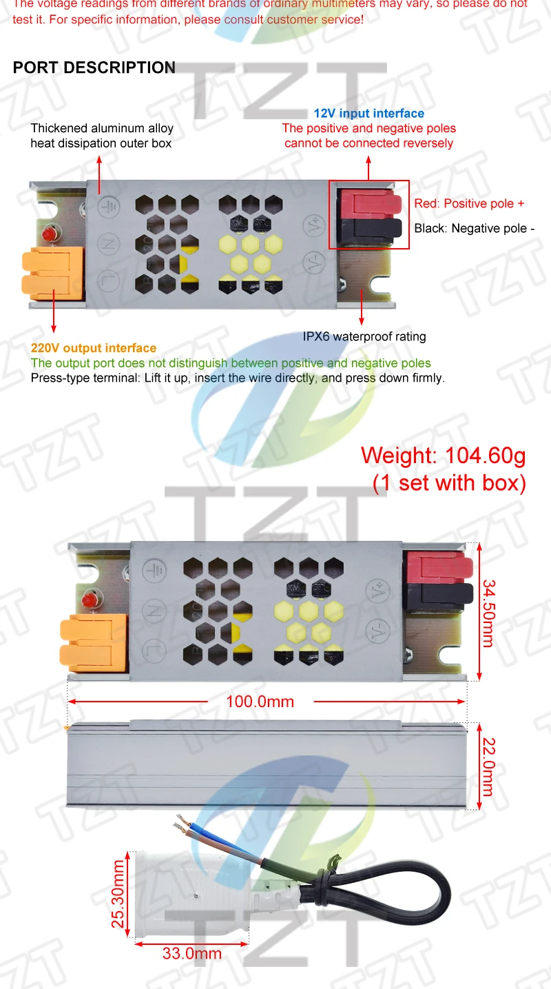 1/3PCS IPX6 Wasserdichtes DC12V zu AC220V Step-Up-Stromversorgungsmodul 120W 50HZ DC-AC Boost-Inverter-Modul Leistungsregler – Detail 2
