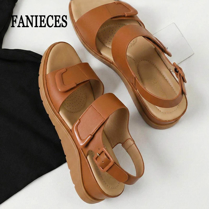 

Women Ankle Strap Wedge Sandals Plus Size Summer 2026 New Hook Loop 5cm Platform Boho Beach Casual Comfort Roman Shoes Sandalias