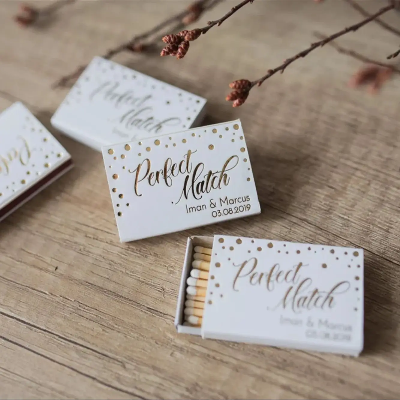 

Custom matchboxes, Gold Foil Matches, Personalized matches, matches wedding, The Perfect Match, Monogrammed Matchbox