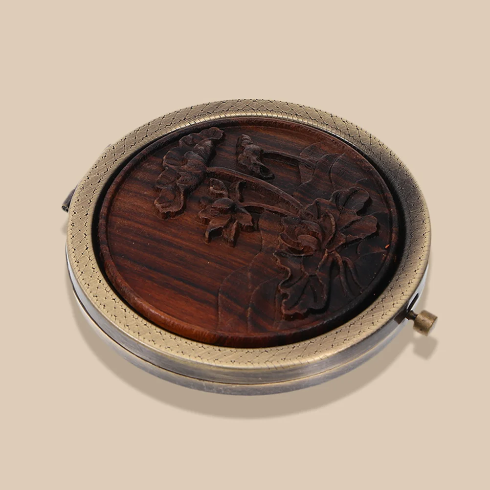 

2pcs Makeup Mirrors Handheld Small Makeup Mirror Small Wooden Double-sided Travel Vanity Mirror Portable Lightweight